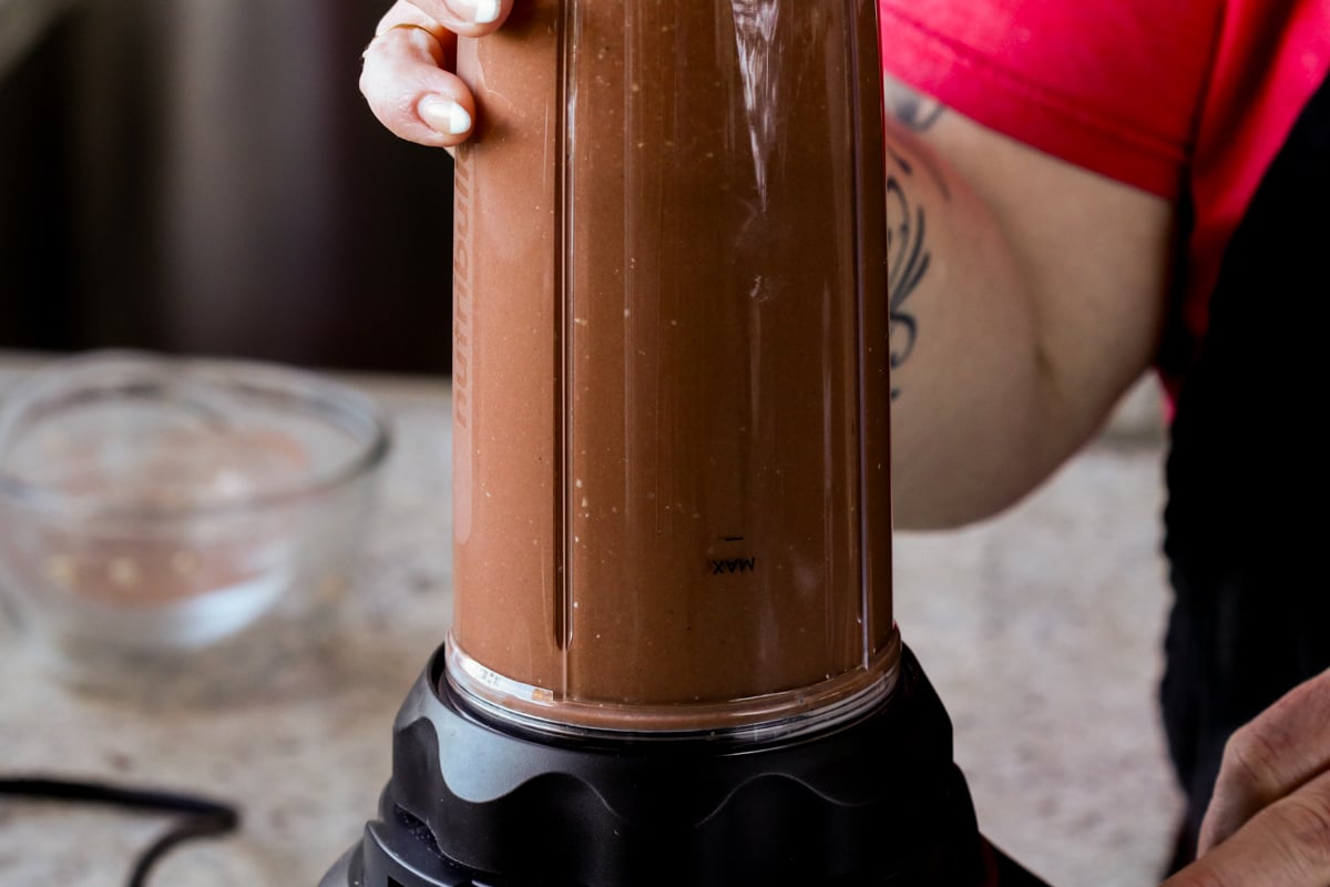 mocha mousse in the blender after blending
