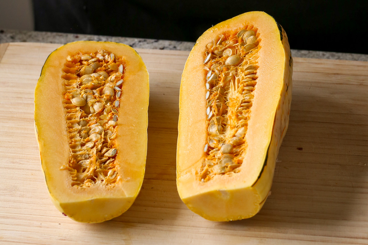 delicata squash sliced in half