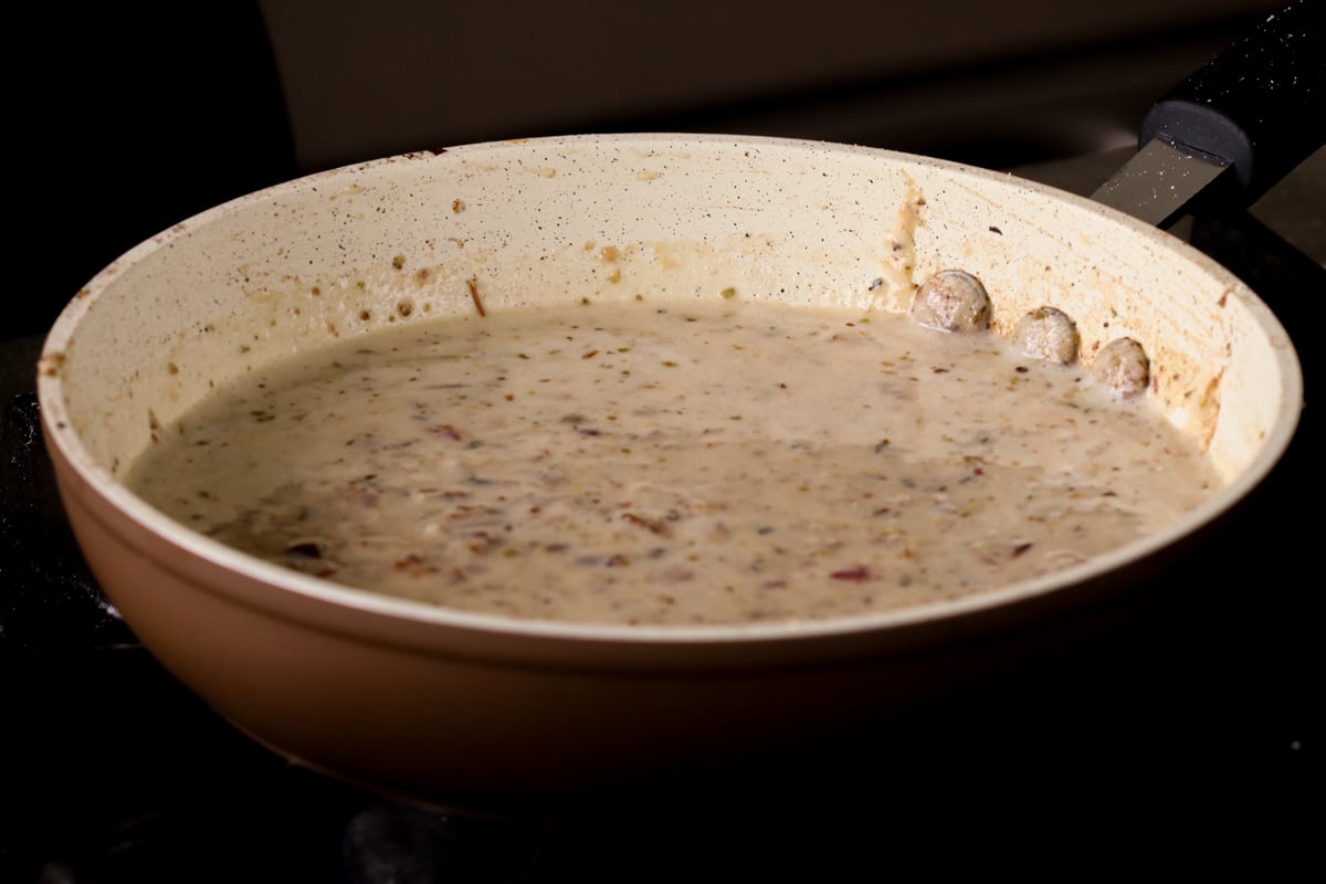 white sauce in the pan